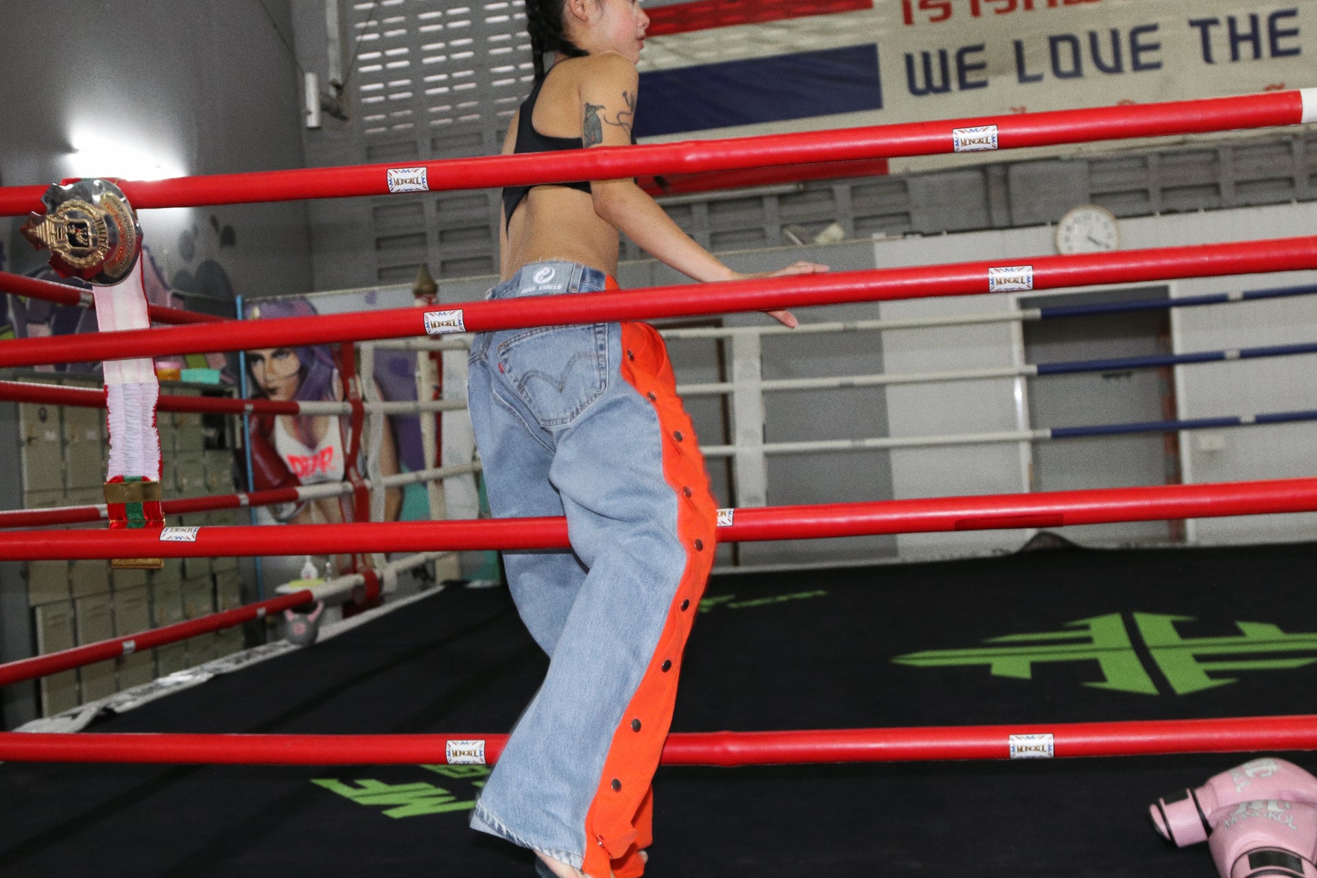 MT Button Orange Jeans