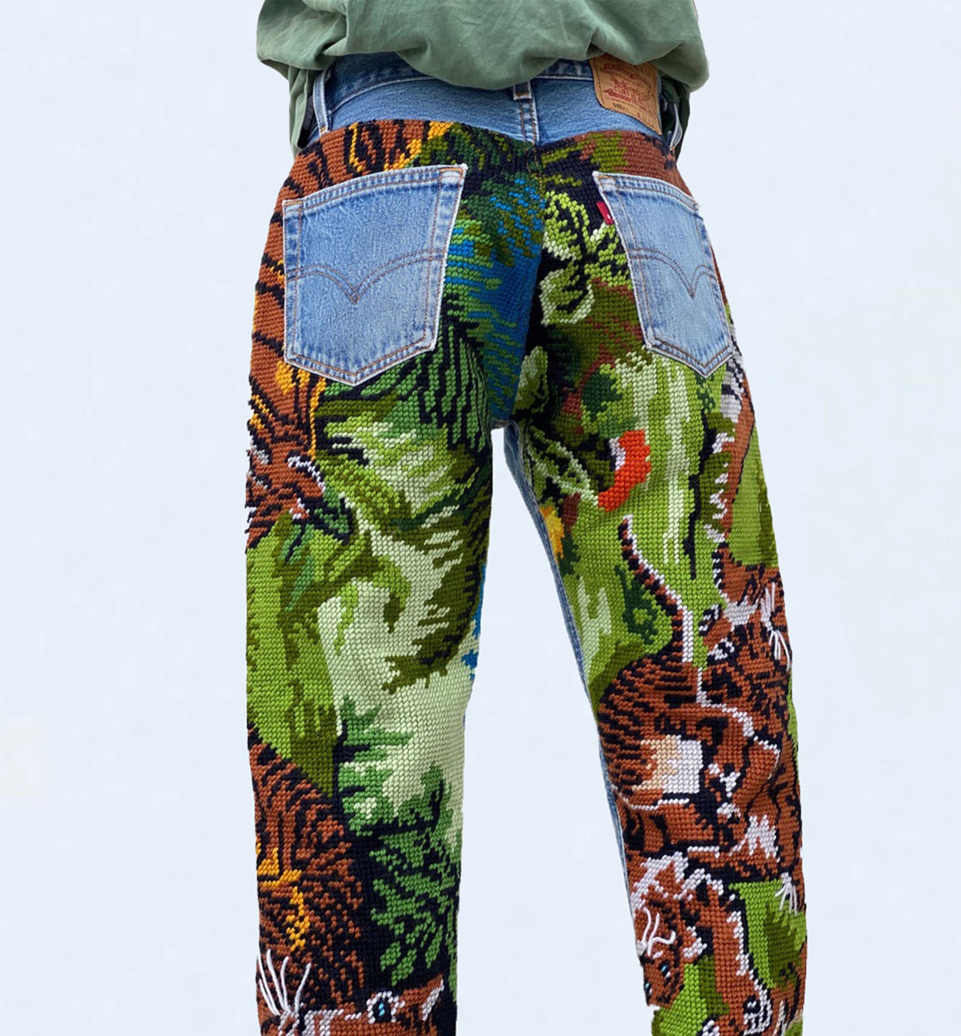 Tiger 2 Embroidery Jeans