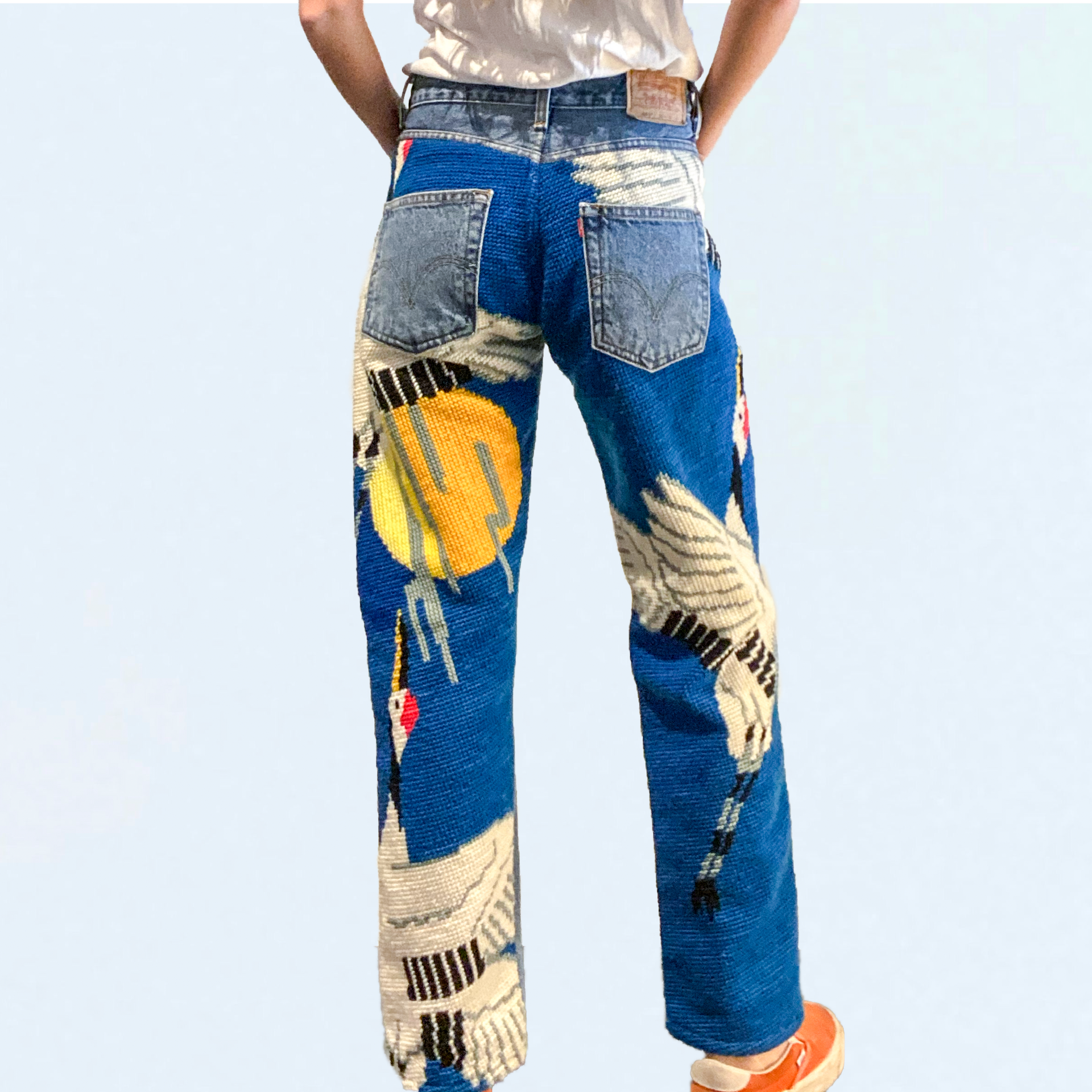 Bird Embroidery Jeans