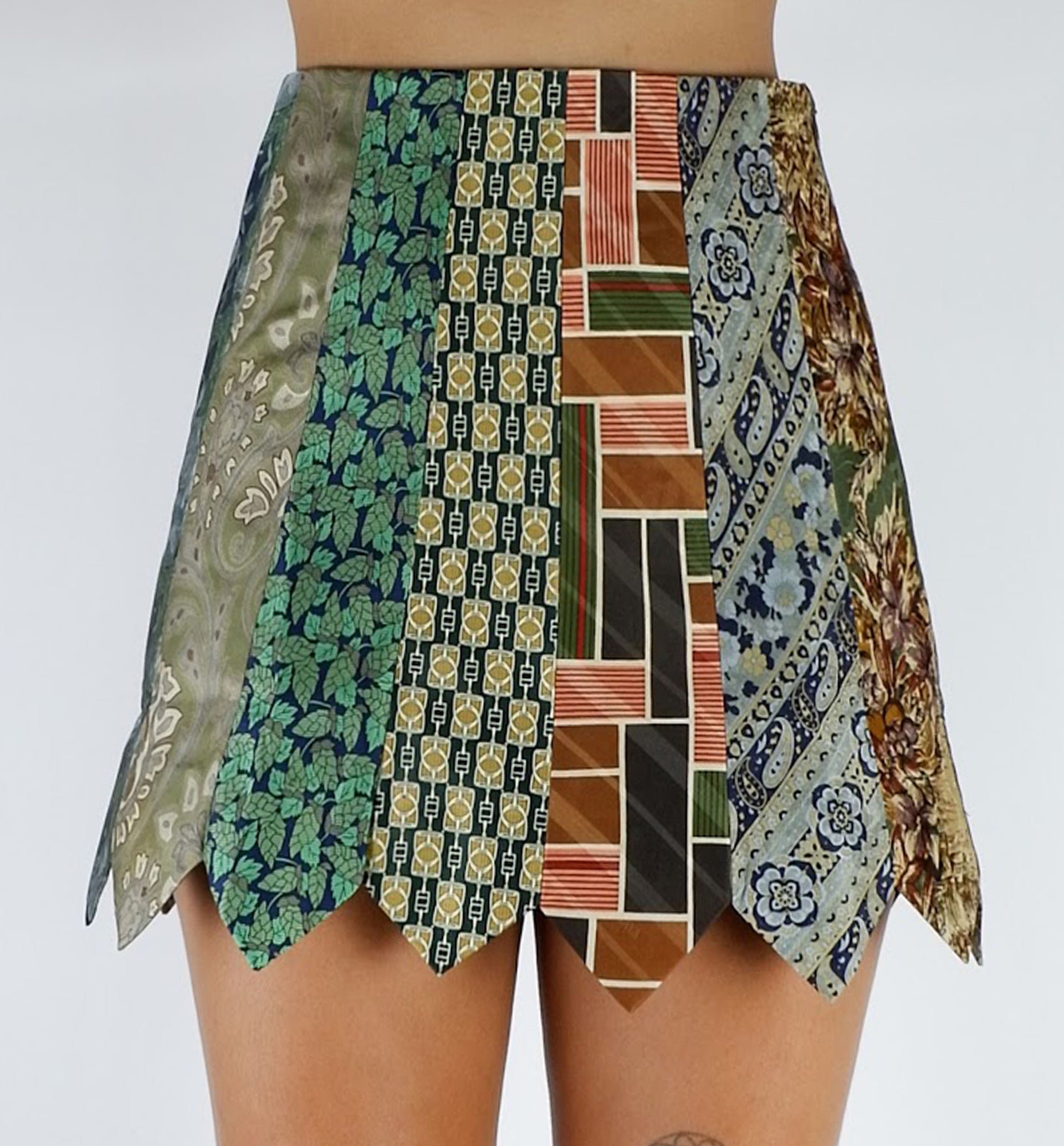 Neck Tie Green Skirt