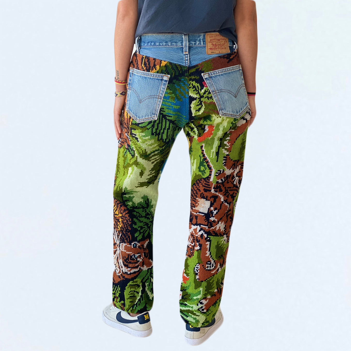 Tiger 2 Embroidery Jeans