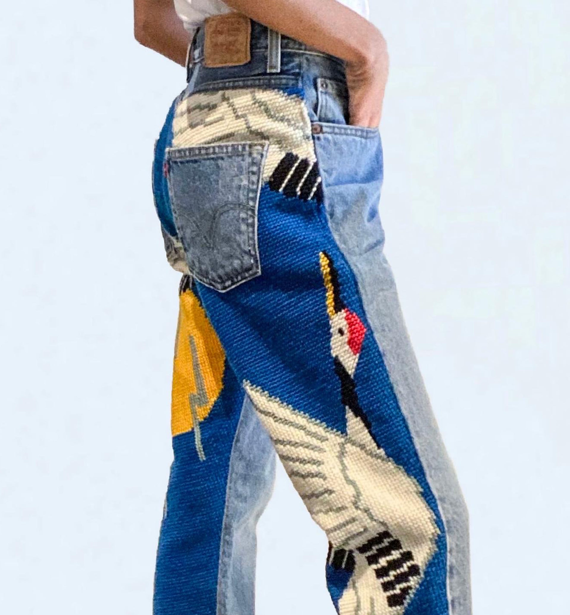 Bird Embroidery Jeans