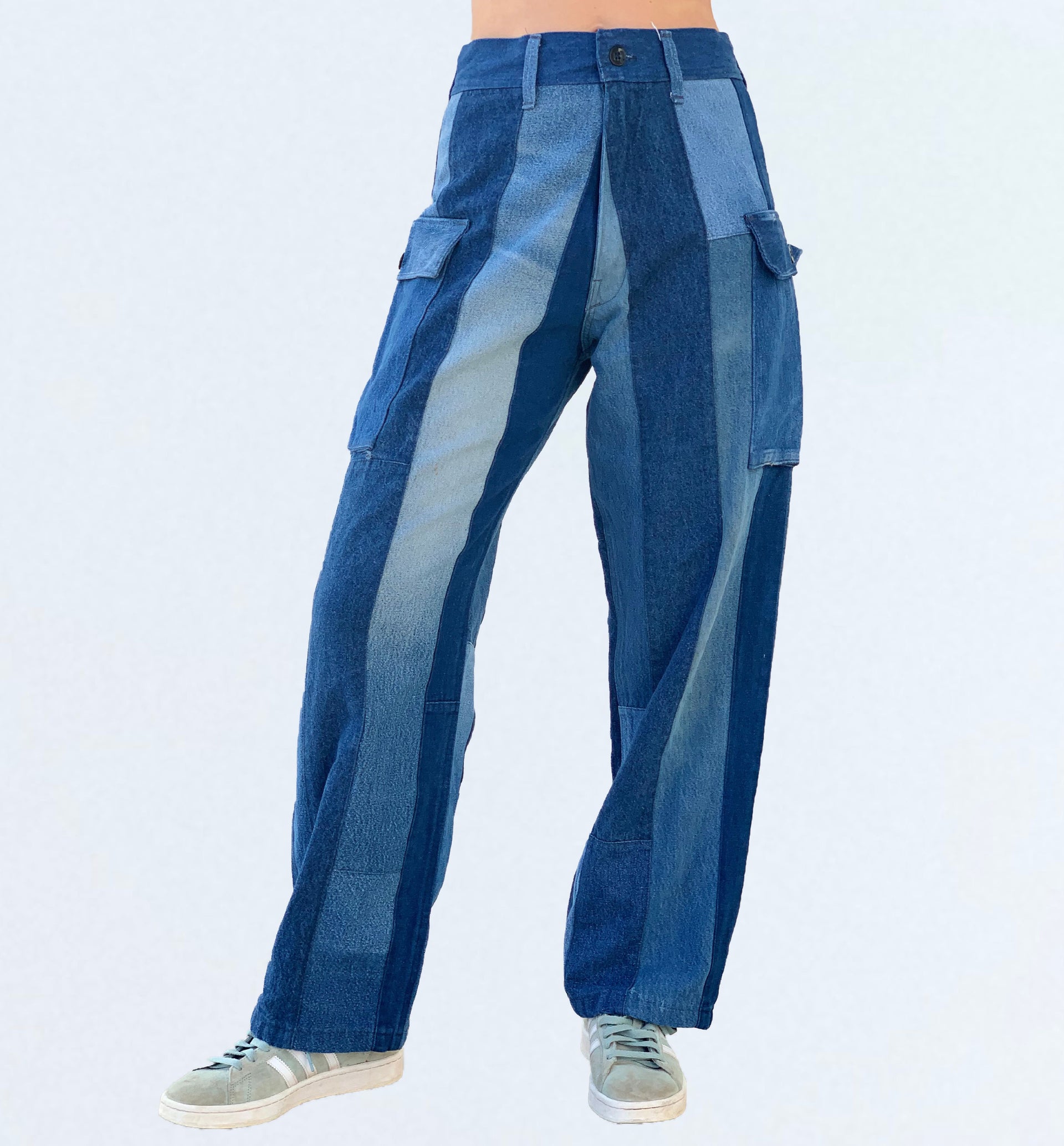 Jak Striped Blue Patchwork Trouser