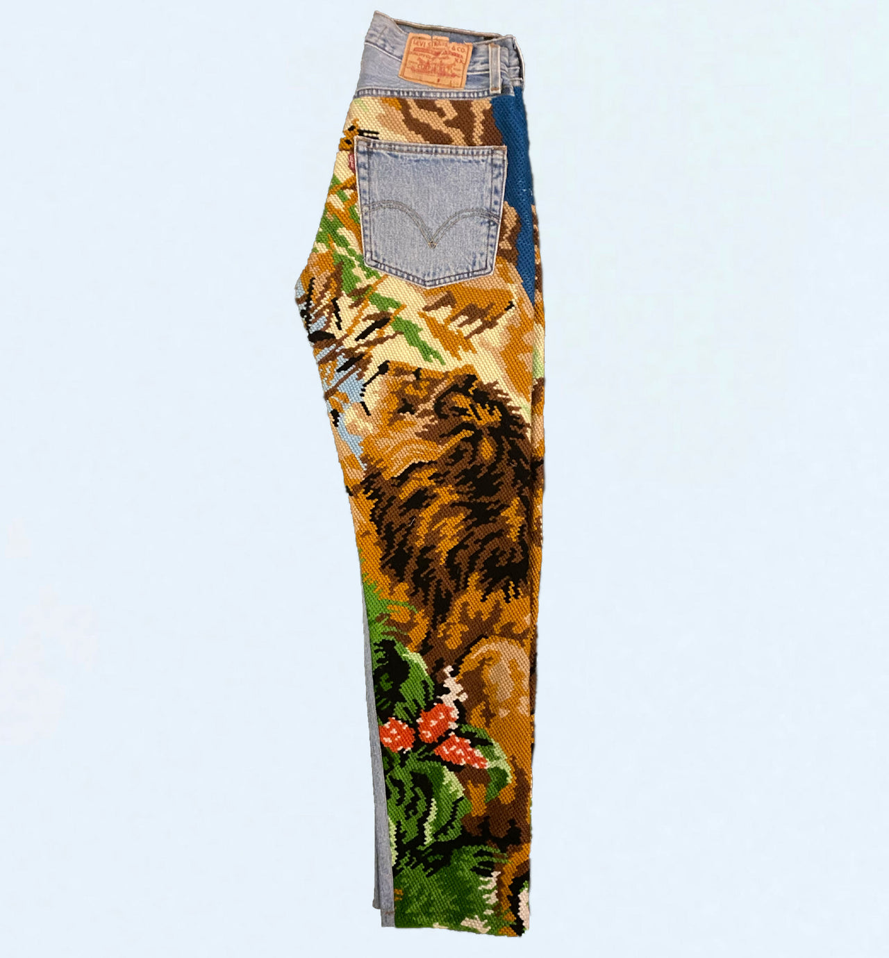 Lion Embroidery Jeans