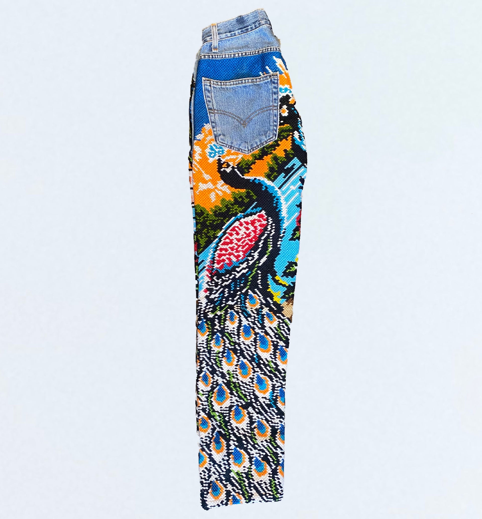 Peacock Embroidery Jeans